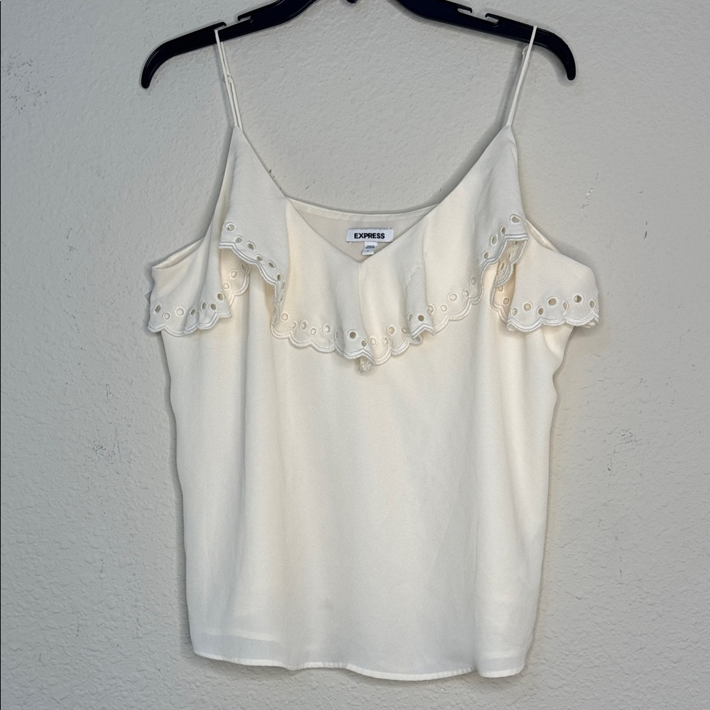 Express Ivory Eyelet Ruffle Top